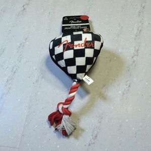Fender Guitar Pick Rope Dog Toy with Squeaker NWT‎
